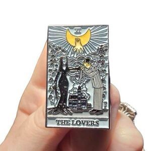 Addams Family Tarot Card the Lovers Morticia and Gomez Wednesday Enamel Pin